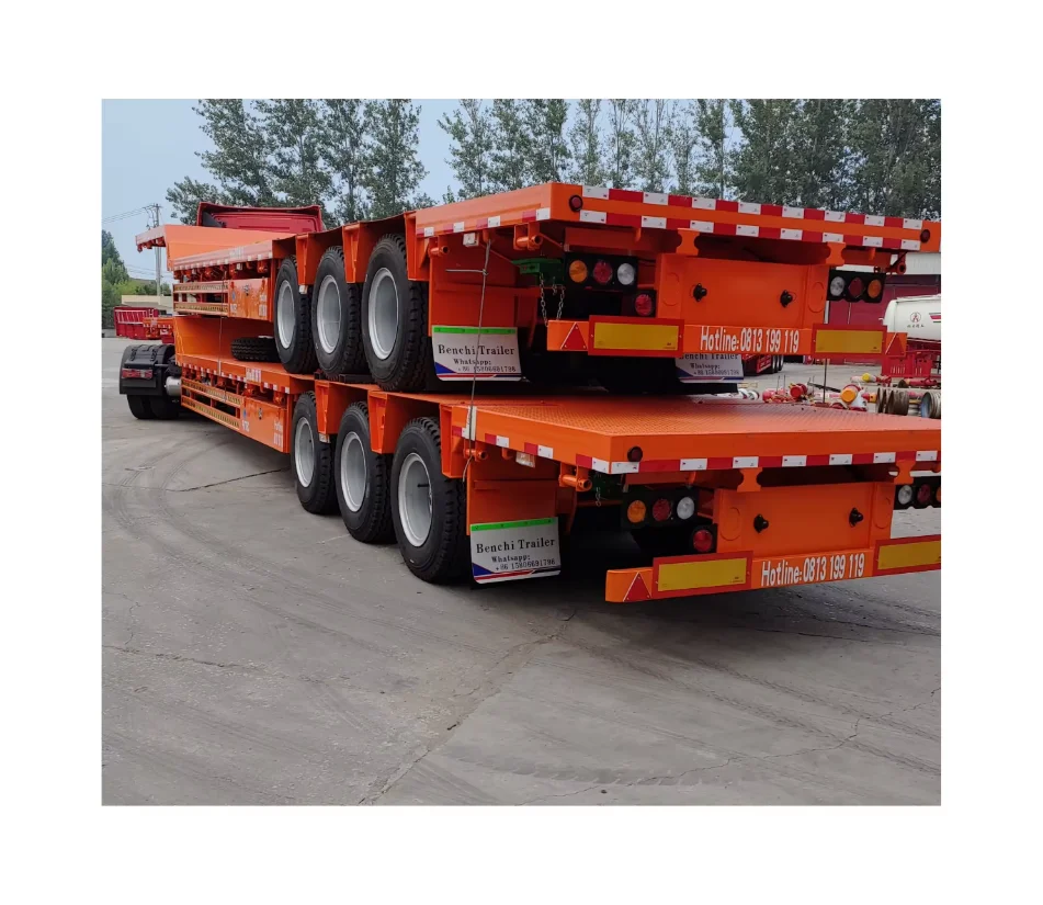 Factory Custom 3 Axle 50 Ton Flatbed Semi Trailer for 20/30/40/45 ft Containers