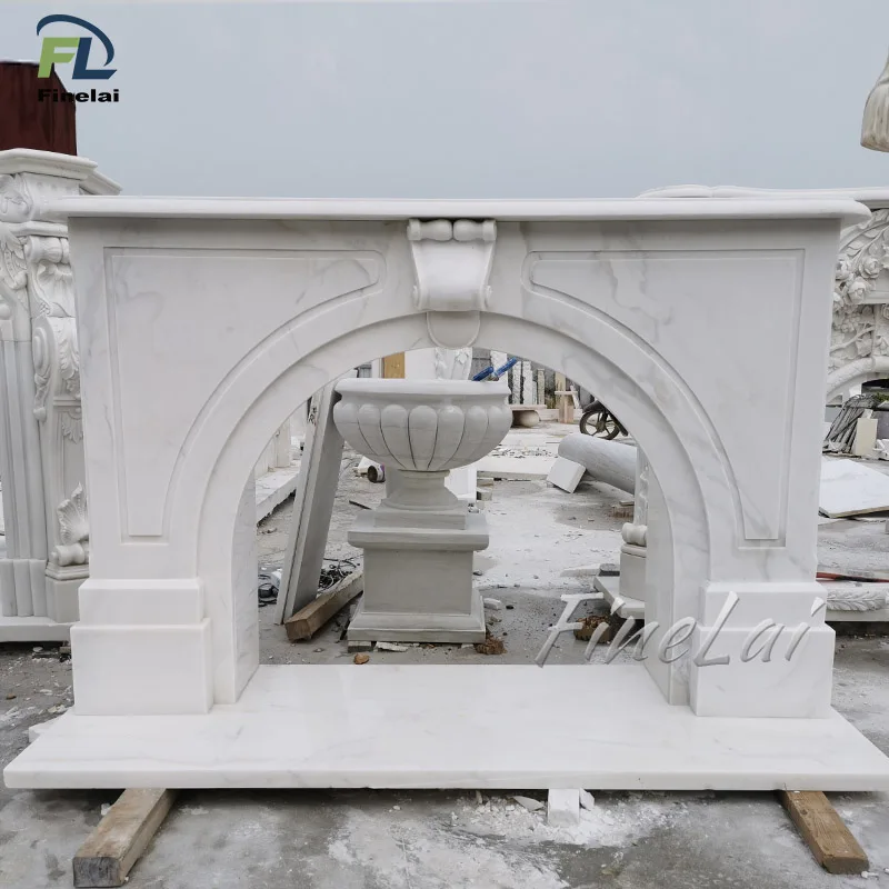 Оптовая продажа каминная полка из белого мрамора ручной работы натурального камня
