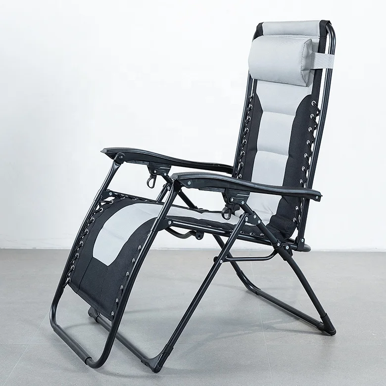 Outdoor Sun Patio Lounge Folding Beach Zero Gravity Single Folding Sleeping Garden Lounge Chair with pillow