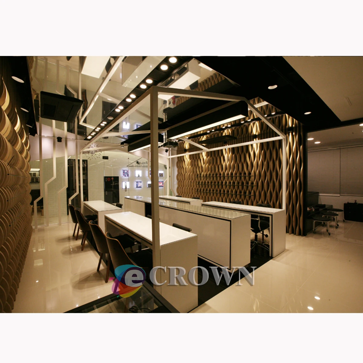 Wood cabinet design Decoration Names shops Wall Mounted nail beauty counter showcase OEM