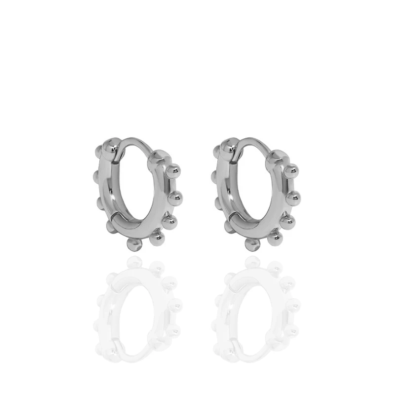 18K Gold Plated Huggie Hoop Beaded Round Hoop Earrings Jewelry Gift for Women Small Beaded Huggies Hoops