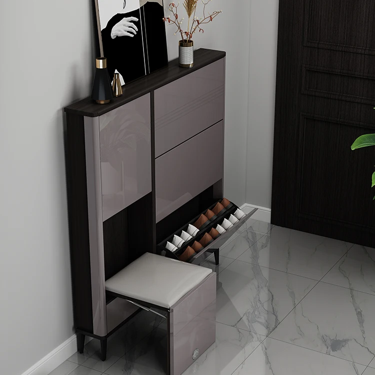 
Высококачественный модный деревянный шкаф для обуви, дизайнерская Бытовая стойка для обуви с сиденьем, шкаф для обуви 