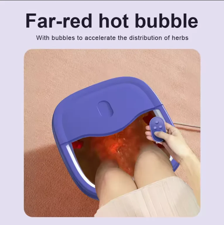Portable Folding Foot Spa Bath Tub with Handle, Collapsible Foot Soak Basin with Acupressure Massage Points