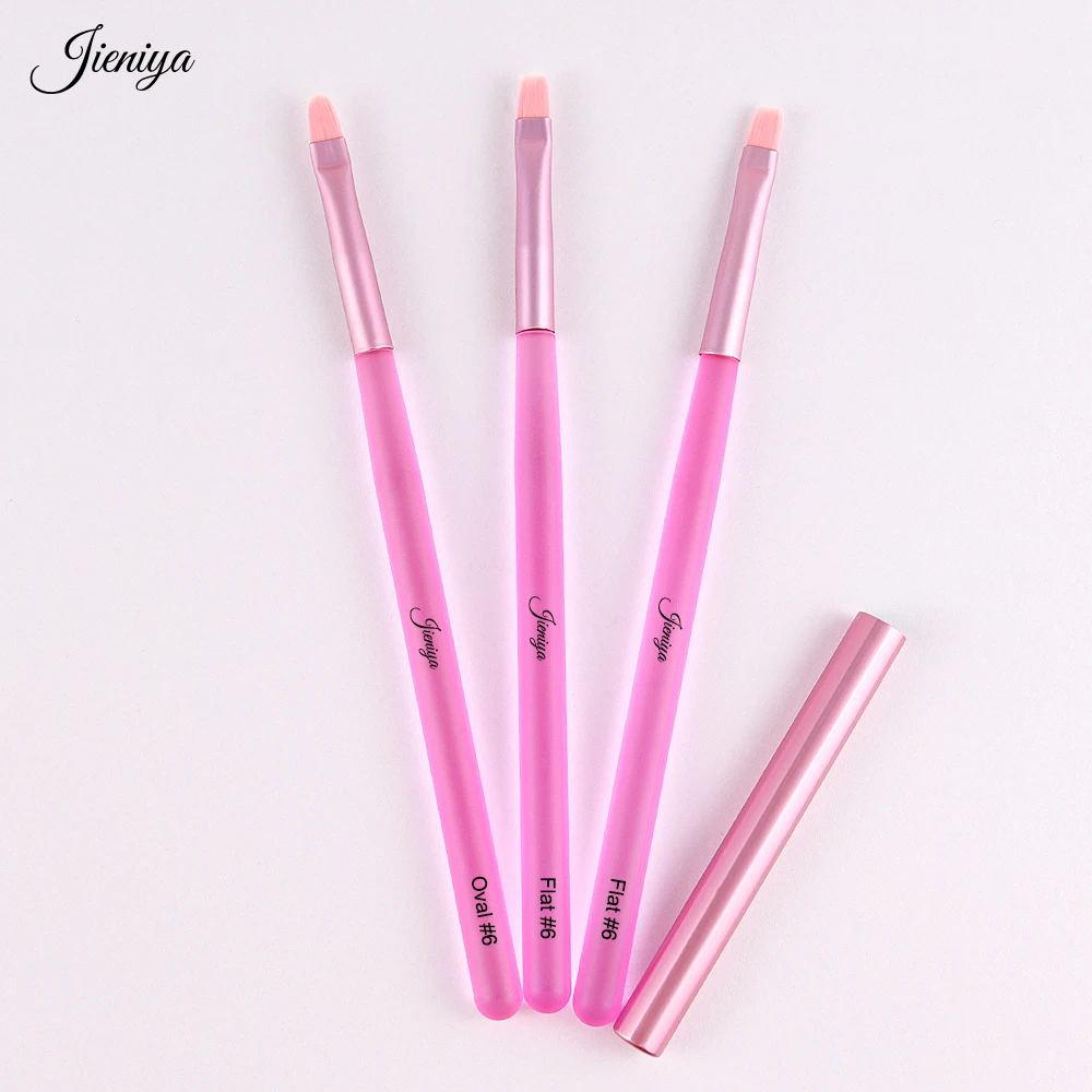 Hot selling Factory price wholesale green/pink Plastic Handle UV gel brush flat/oval head Nail Brush