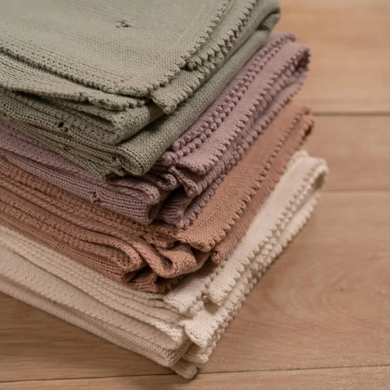 Custom wholesale soft cotton summer newborn baby receiving blankets heritage baby knitted blanket