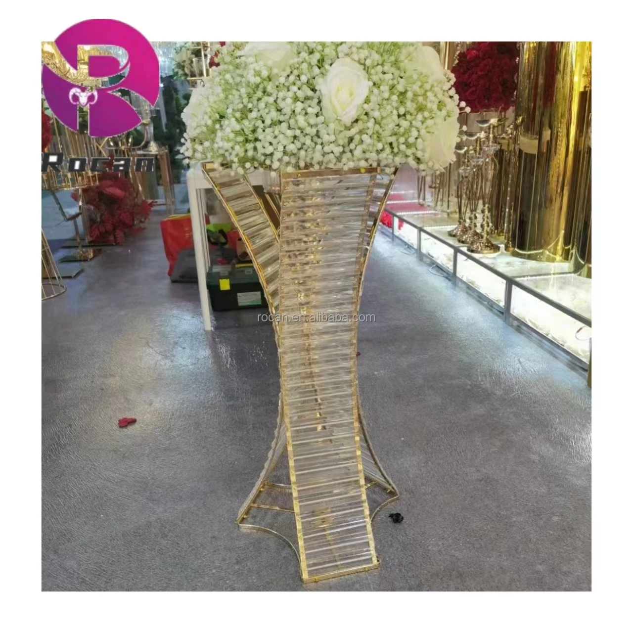 Center Pieces Party Clear Gold Flower Vase Stand Wedding Decoration Table Centerpieces for Wedding Table Decoration