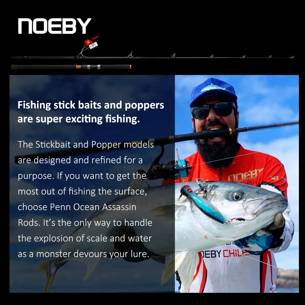 Noeby Infinite Popping Rod 2.7m Spinning Ocean Popping Boat Fishing 2 Sections Carbon Fiber Big Game Sea Fishing Rods Olta