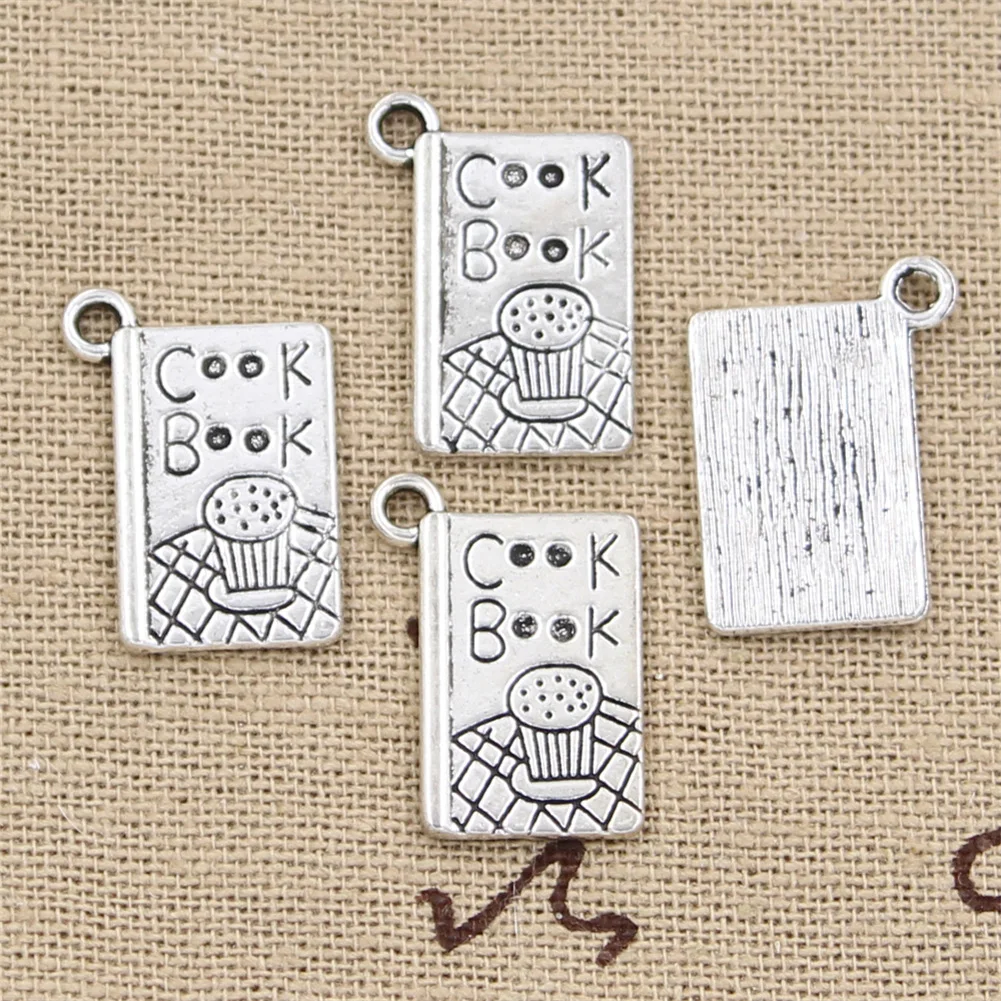 Charms cook book recipe kitchen 17x11mm Handmade Making fit,Vintage Tibetan Silver Color Pendants,DIY For Bracelet Necklace