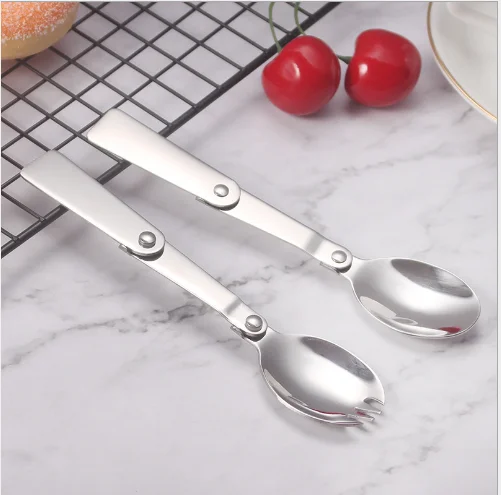 Еда класс складной S/S 304 дети ложка и вилка для sessert bento