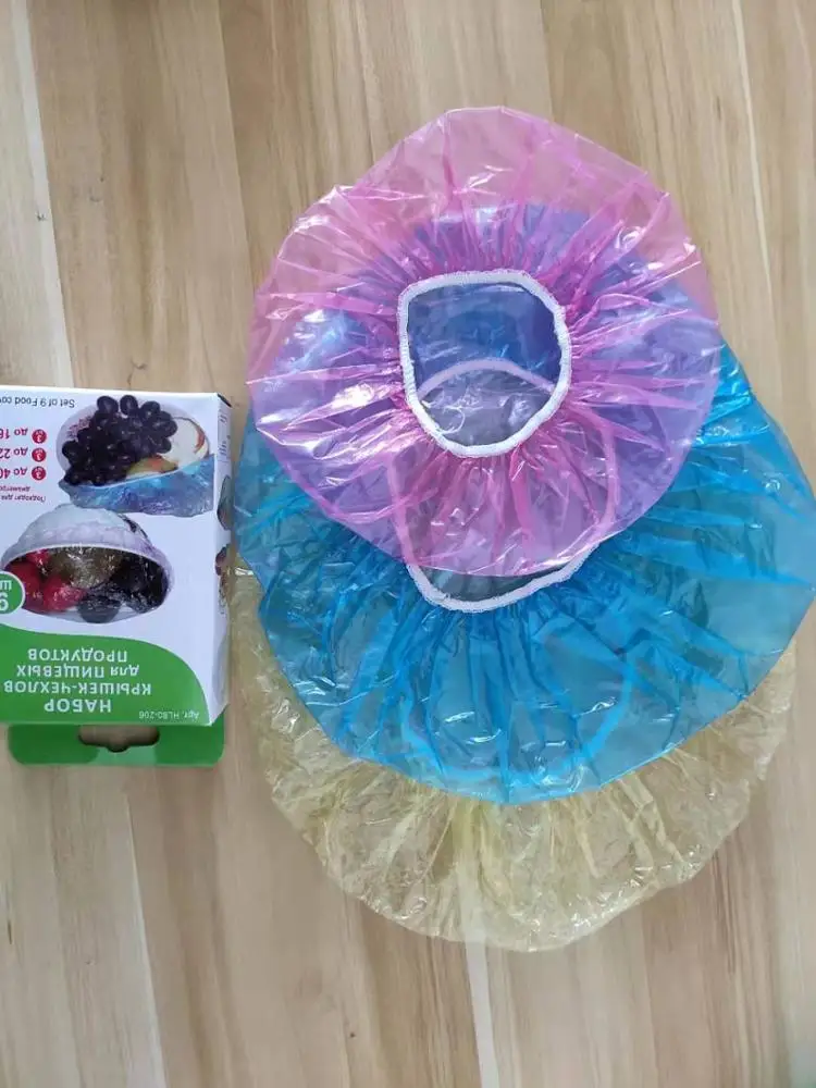 
clear plastic qquare food cover with elastic band for kitchen 