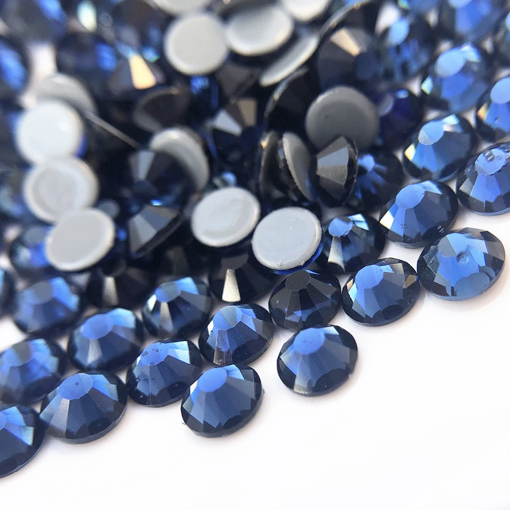 Wholesale Cheap factory Loose Indicolite blue glass ss20 rhinestone flat back