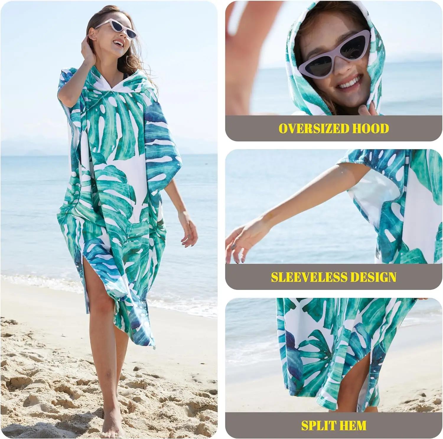 Customized Printing Changing Surf Poncho Swim Robe Quick Dry Microfiber Hooded Beach Towel