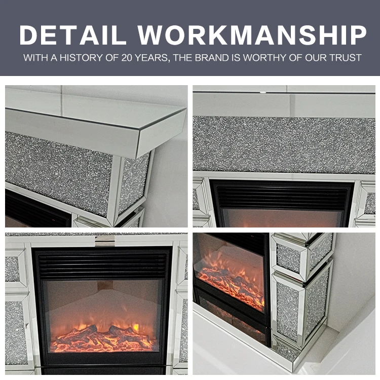 YGJS0087 wholesale Freestanding metal Mirror Fireplace  Electric Fireplace with Mantel Modern Quality Log Fuel Effect Indoor