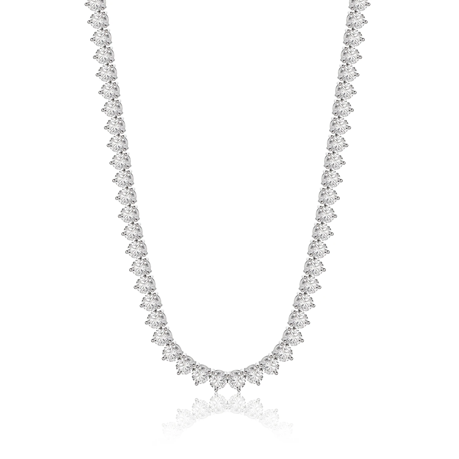 Popular Hiphop 3 Claw Setting Sparkling Lab Diamond Tennis Chain 18K Solid Gold Diamond Chain Link Charm Necklace