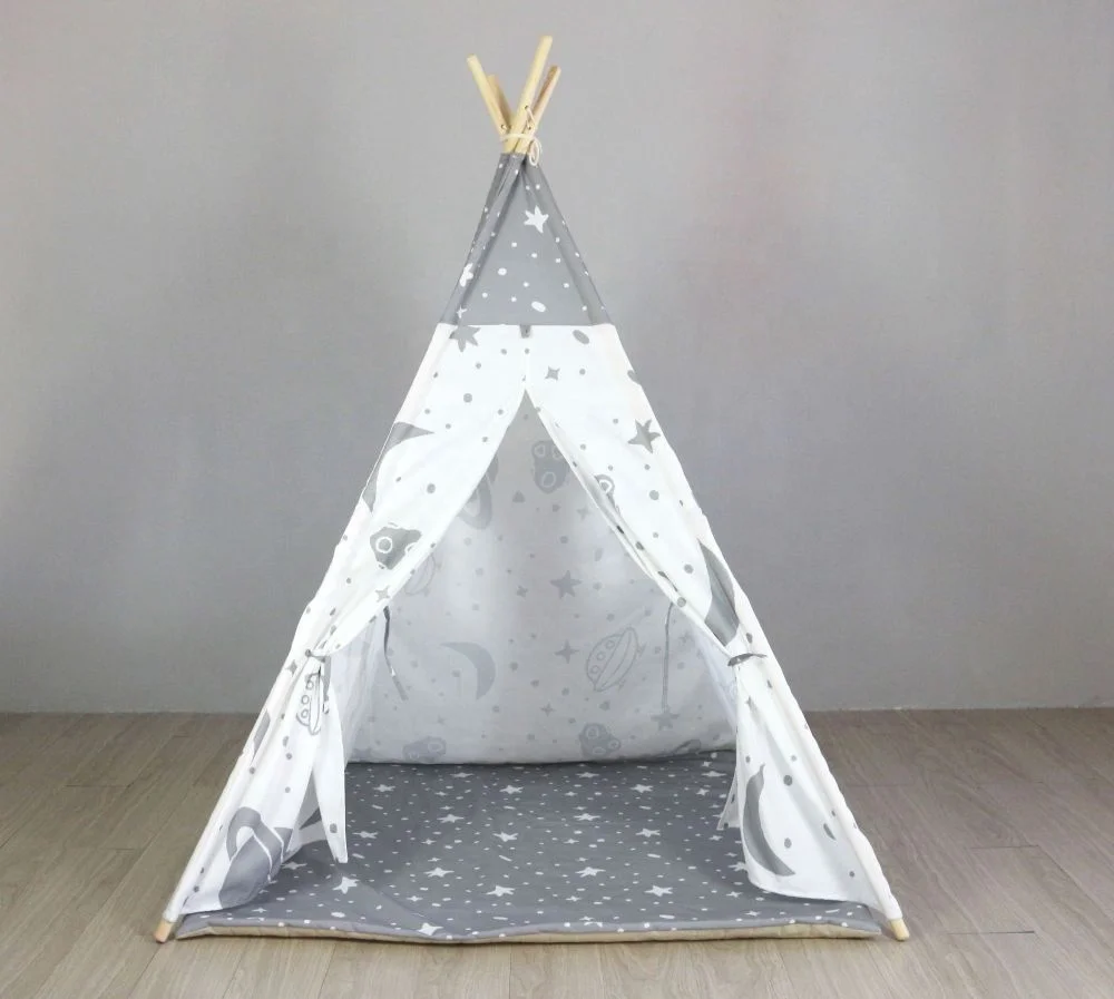 Wholesale Factory OEM Cheap Wooden Wigwam Indian Sleepover Tent Children Play House Teepee for Kids Games