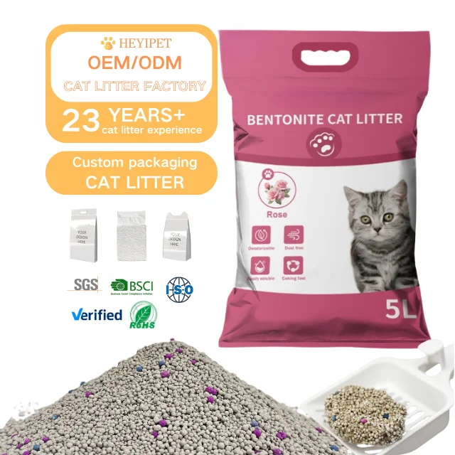 BSCI Bentonite Cat Litter Factory OEM Dust-Free Easy Clean Scent Odour Ball Shape Bentonite Cat Litter Cat Sand