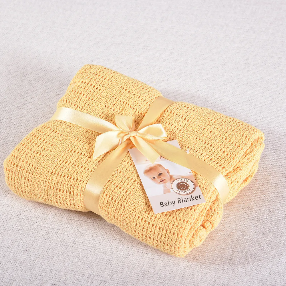 Soft Cotton Cellular Newborn Baby Blanket Swaddle Crochet Blanket for Toddler Pram and baby stroller cover