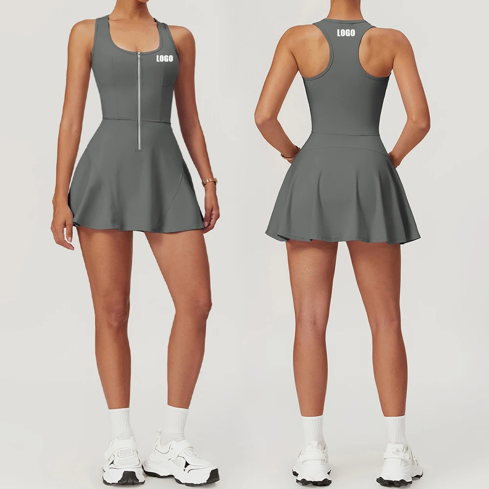 2024 New Sportswear Workout Set Women Tennis Skirt With Removable Padding High Stretchy Breathable Tennis Dress