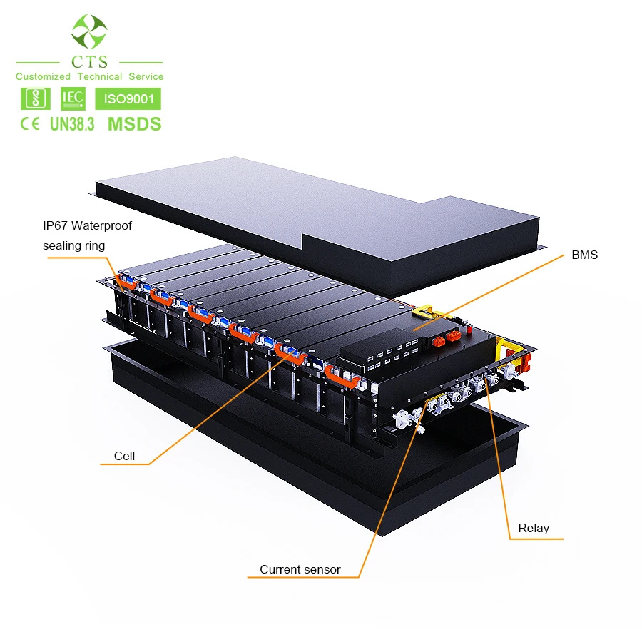 CTS liquid cooled high voltage battery system for EVs trucks buses vehicles 600V 700V 800V 100KWh 150KWh power solution