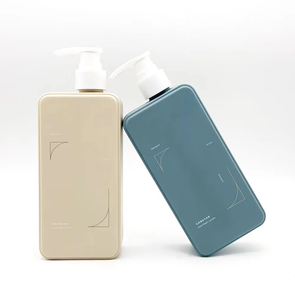 Recycled 400ml square plastic bottle hdpe body lotion bottle soft touch hdpe cosmetic containers