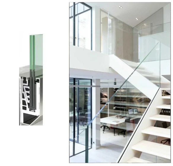 Minimalist Dream Home Glass Fence Aluminum U Shape Channel Profile Frameless Balustrade Side Mounted U Channel Glass Railing