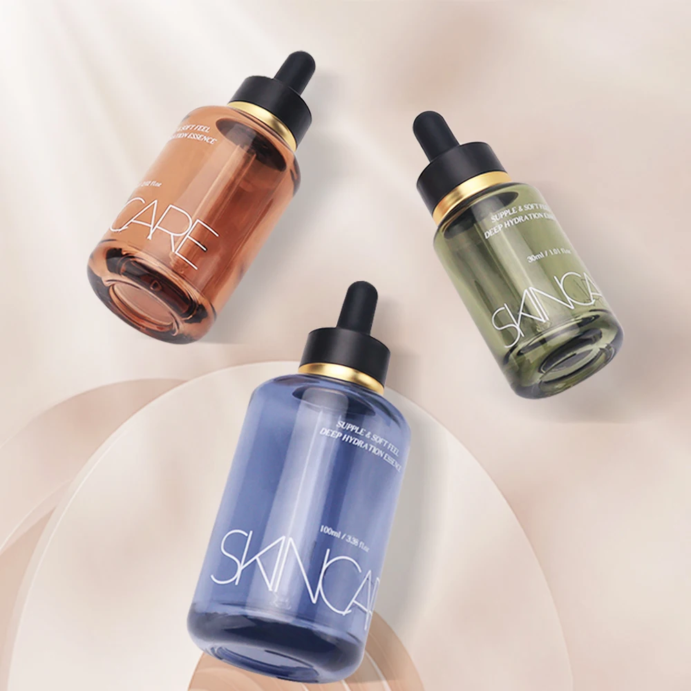 Low MOQ Luxury 1 oz 2oz Face Serum Glass Bottles Colorful and Rejuvenating Drop Serum Glass Bottle for Face for Face Serum