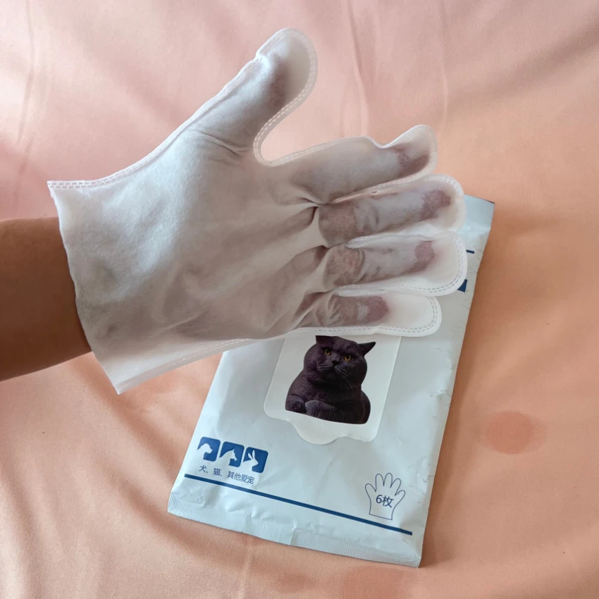 wholesale private label OEM pet biodegradable wet wipes cleansing ear eye tooth clean grooming finger glove wet wipes for pets