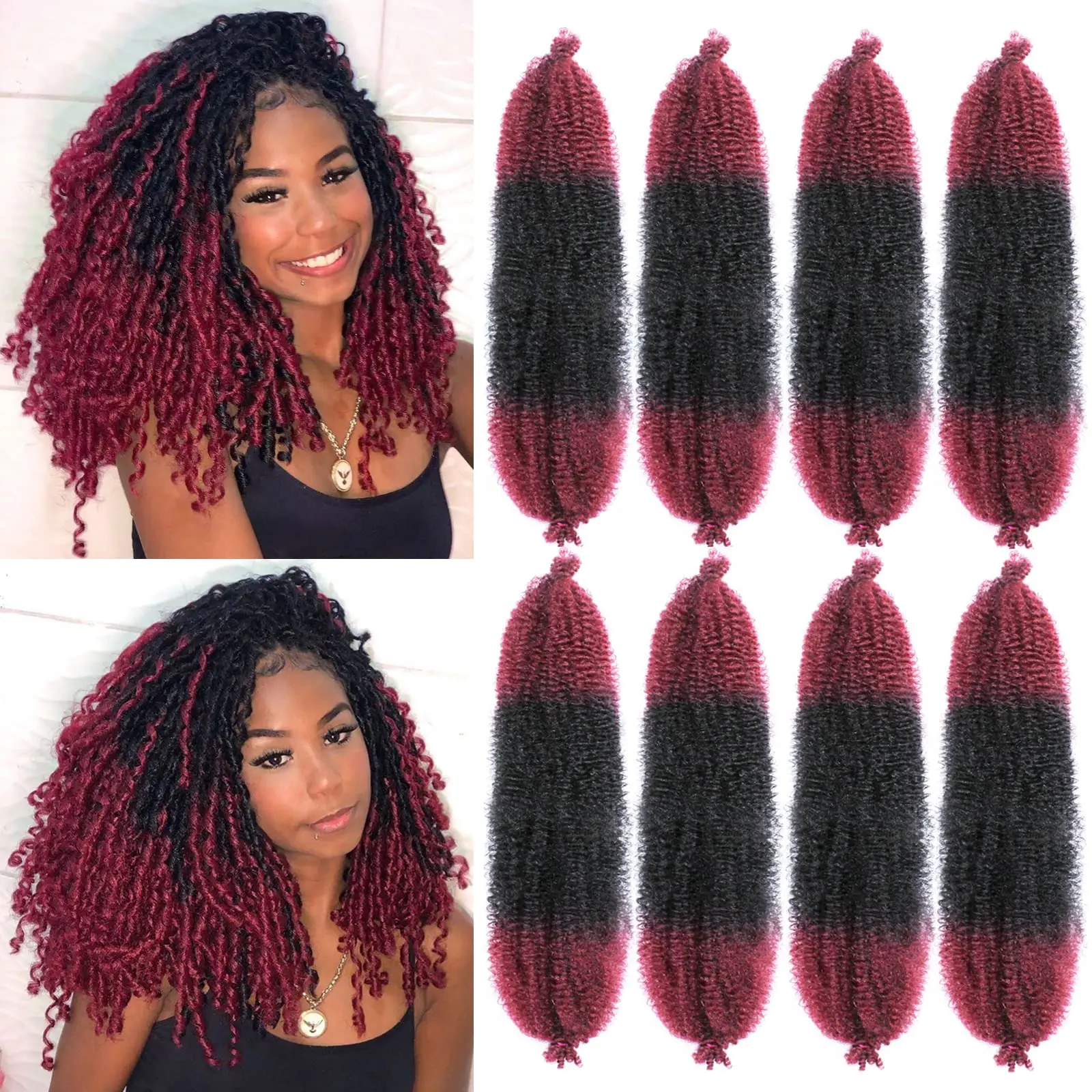 Wholesale Pre Fluffed Kinky Curly Braiding Hair Pre-Separated Springy Afro Twist Crochet Hair for Locs Hair Extensions