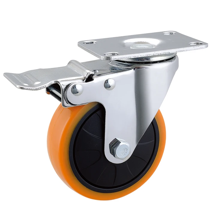 
Heavy Duty Casters with Brake Polyurethane Dual Locking 5 Inch Plate Casters Wheels 