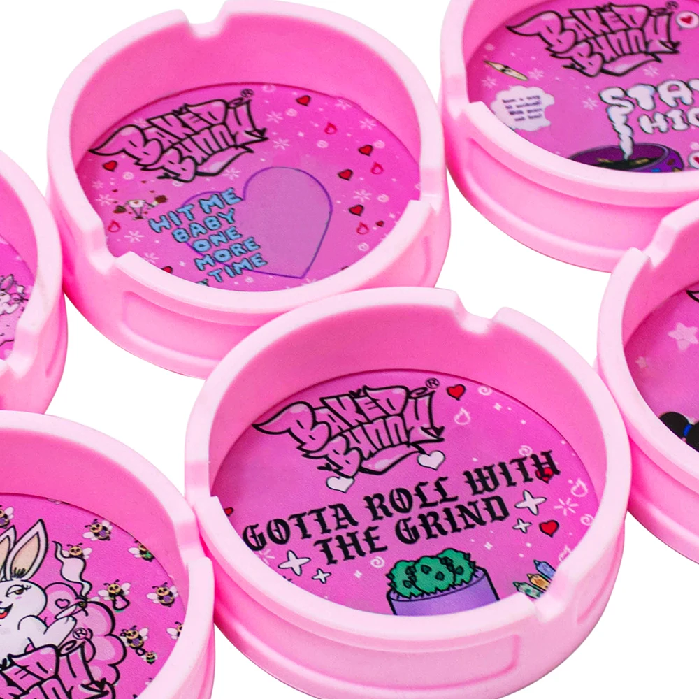 Portable Sublimation Pink Acrylic Cigar Ashtray With Lid Anti Smoke Funny Cute Designer Girly  Custom Logo Silicone Ashtray