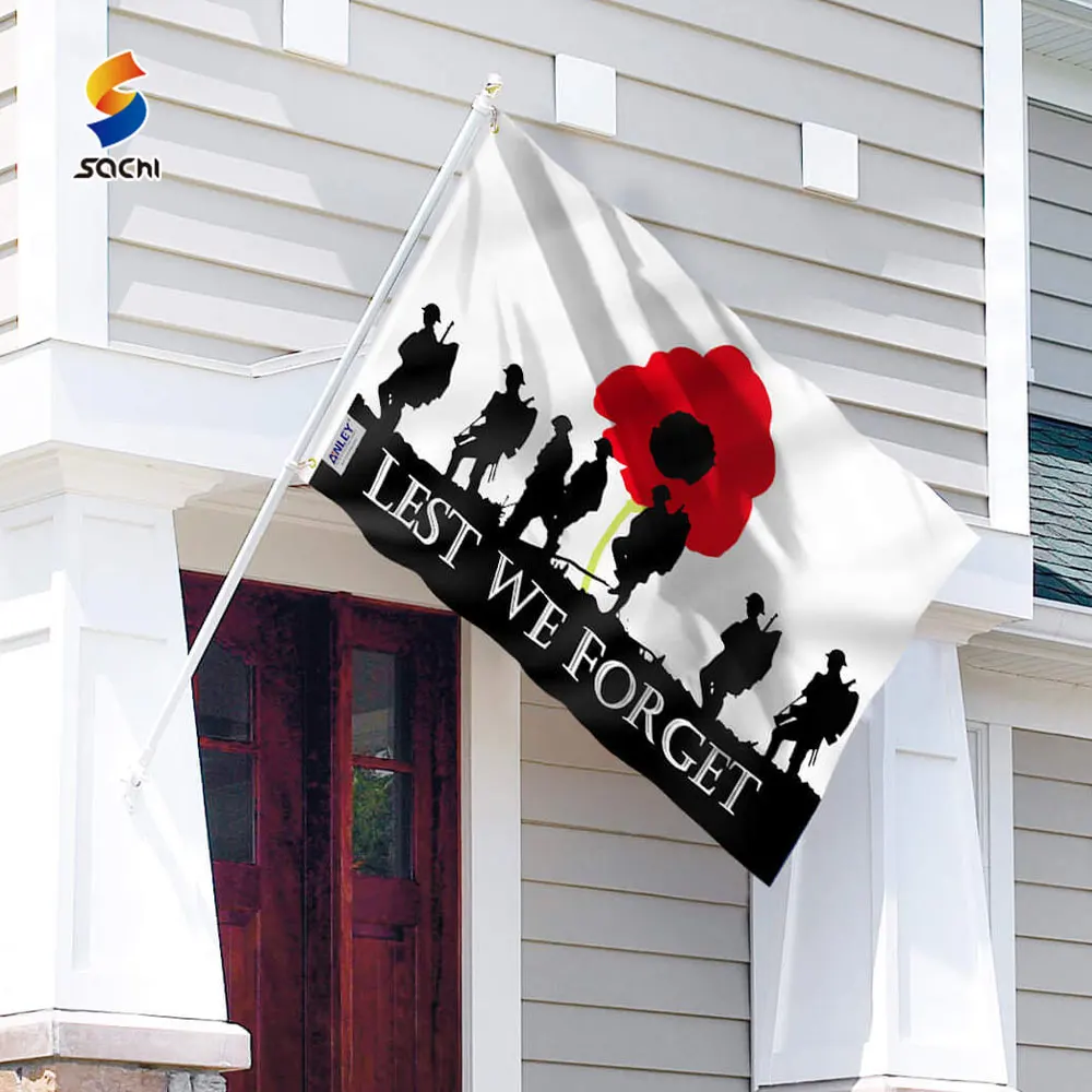 Custom Polyester Flag for Car Window Anzac Day Poppies Veteran Remembrance Novelty Flag Banner Home Decor Lest We Forget Flag