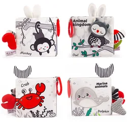 Baby Early Educational Toys Black And White Tail Plush Cloth Book Toys Christmas Gift