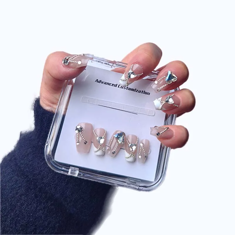 Оптовая продажа, набор маникюрных ногтей ручной работы в французском стиле, высокие каблуки и флуоресцентные ногти, ногти для нанесения на пальцы