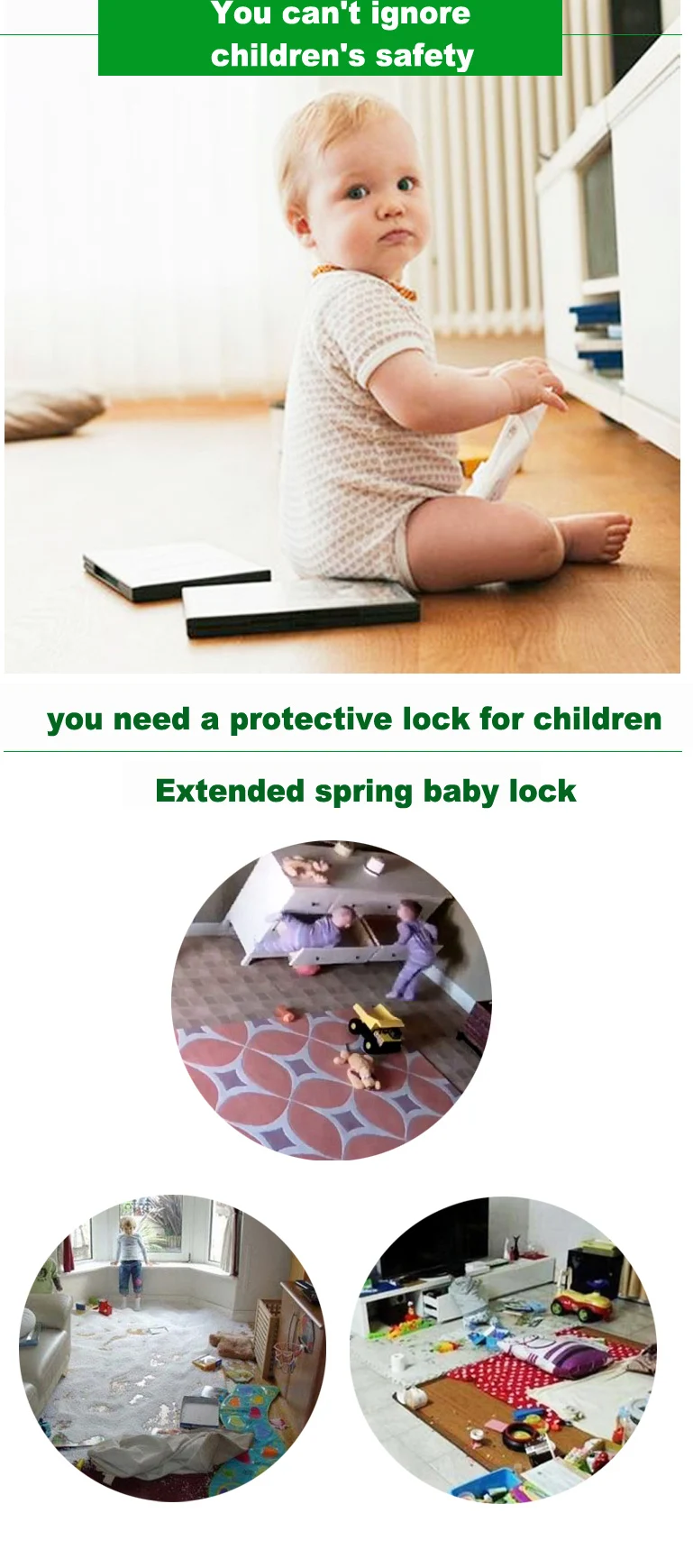 Cabinet Locks Child Safety Latches - Quick and Easy Adhesive Baby Proofing Cabinets Lock and Drawers Latch