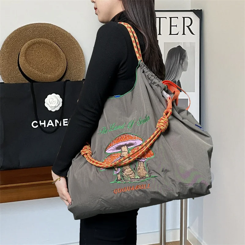 Embroidery Tote Shoulder Bag Japanese Korean Style Shopping Tote Hand Bags For Women