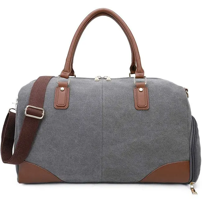 
Heavy Duty Vintage Canvas Luggage Suitcase Bag Business Travel Weekend Trolley Duffle Bag 