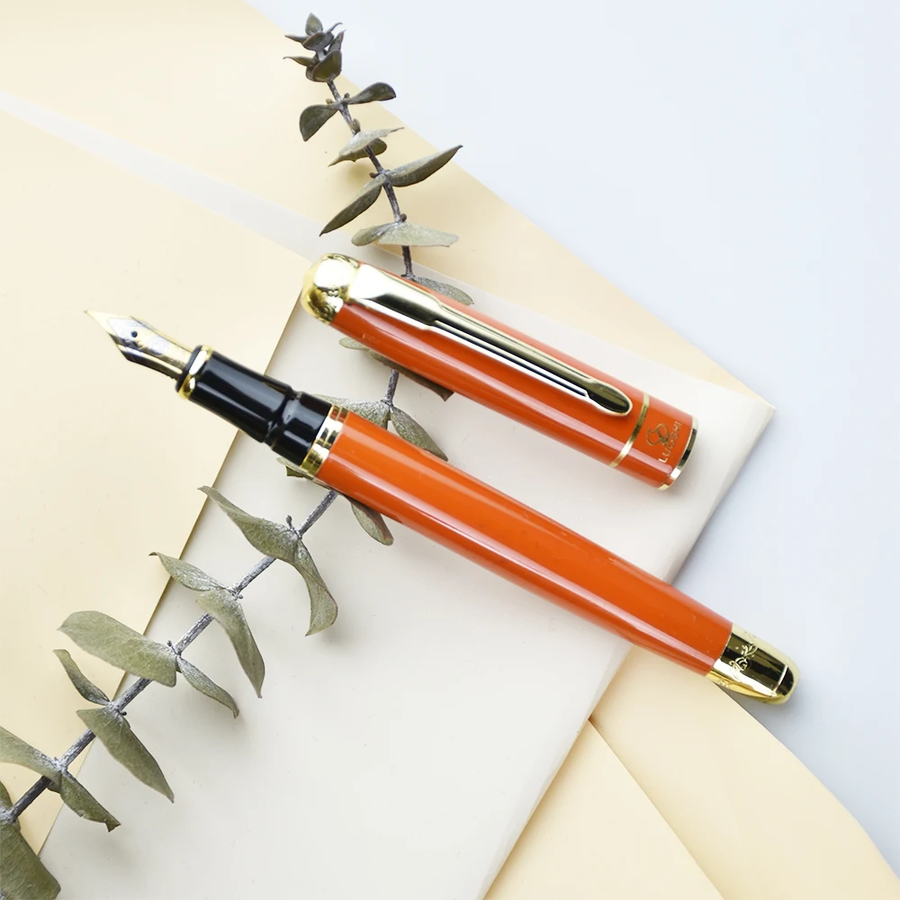 chinese products Wholesale High quality orange elegant import steel Fountain pen ink cartridge brand pen