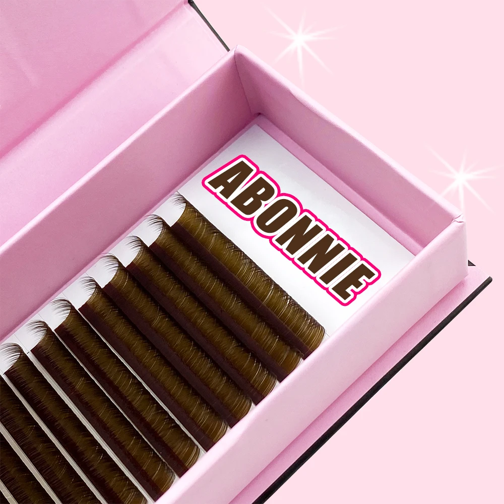 Индивидуальные накладные ресницы Abonnie, синтетические волокна, коричневые, объемные, матовые, накладные ресницы на заказ
