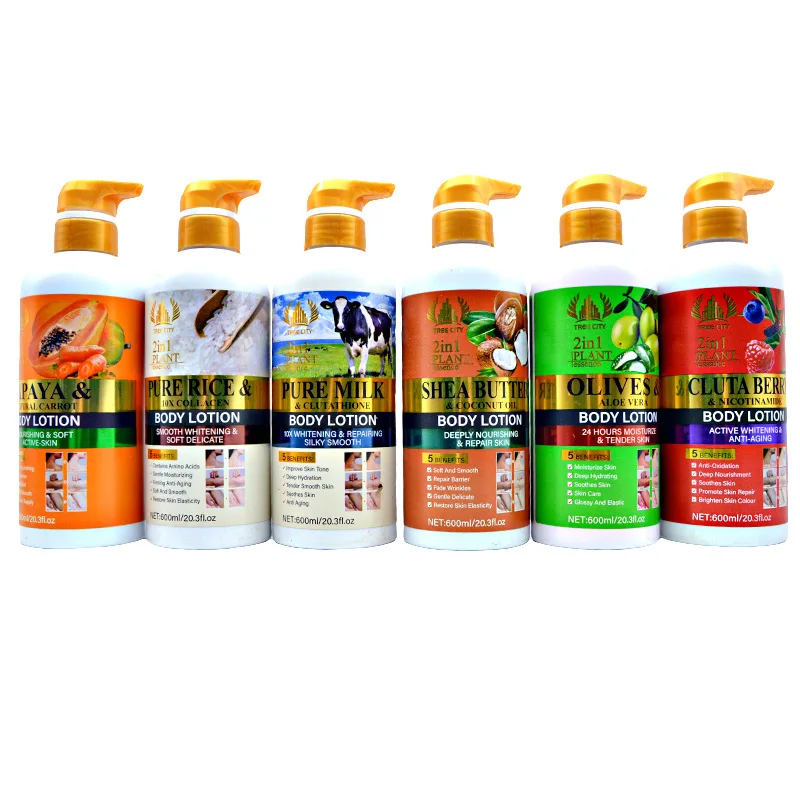 Factory Wholesale 600ml Organic Formula Hydrating Brightening Whitening White Body Lotion Body Cream For Black Skin