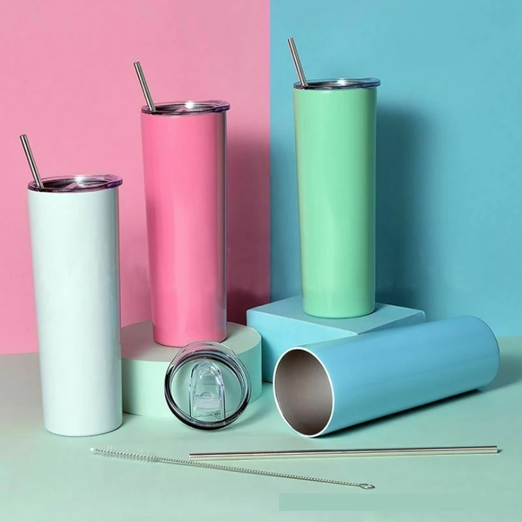  20 oz Straight Skinny Sublimation Tumblers Bullet Glitter
