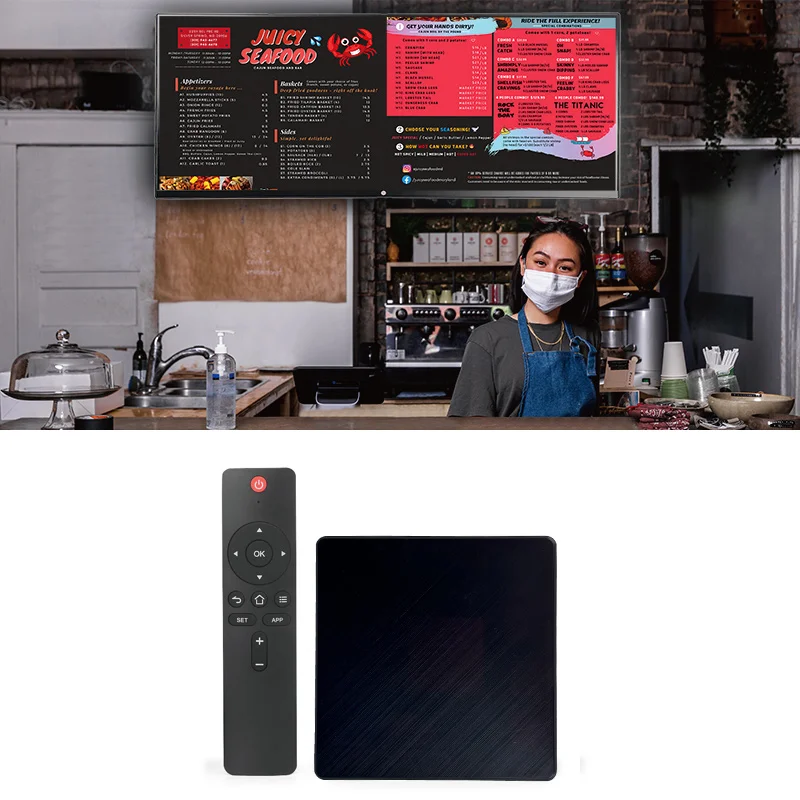 Advertising Media Player Box shopping mall AD publish restaurant menu display box with free cms software