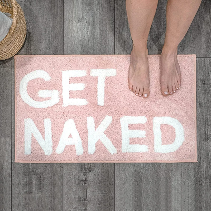 FMT Hot Sale Bathroom Plush Rug Water Absorb Microfiber Shaggy Non Slip Get Naked Bath Mat