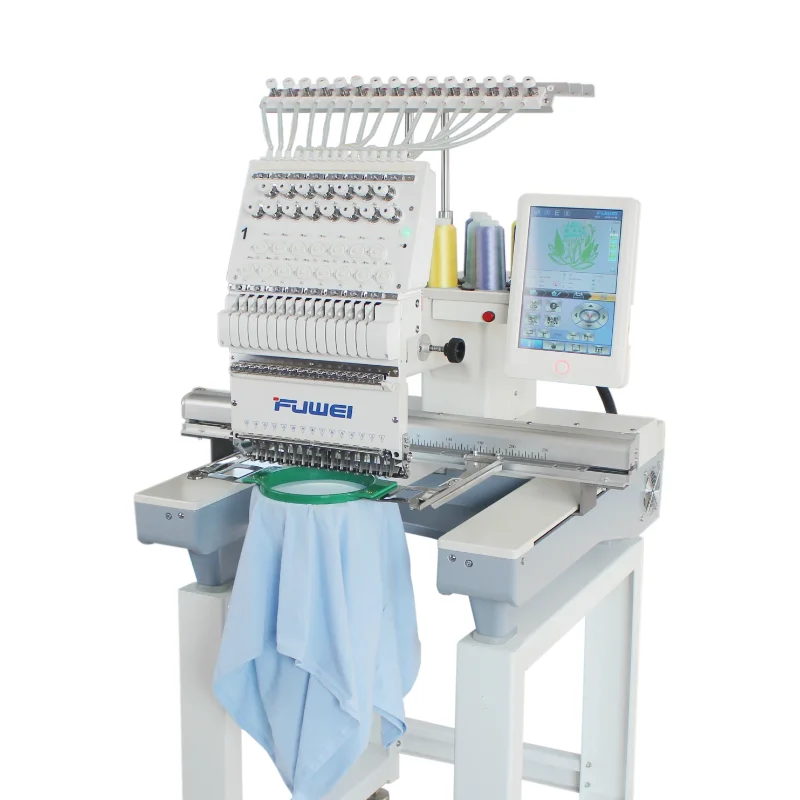 Fuwei single one head 12/15 needles embroidery machine TAJIMA computerized for tshirt sewing embroidery machine price