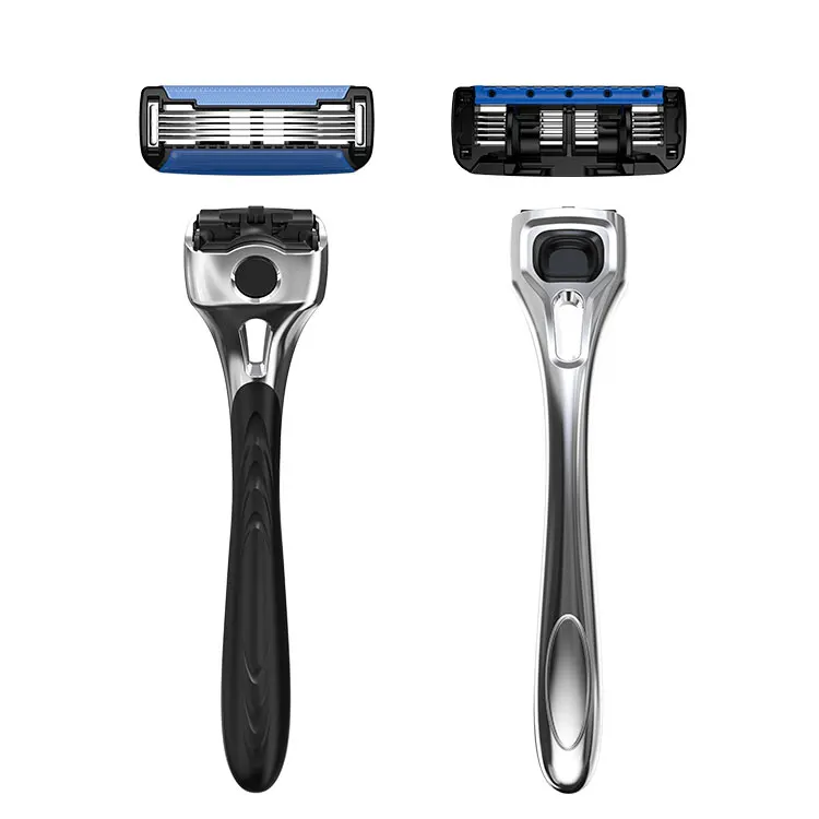 Wholesale Custom Logo Private Label Bulk Good Men Body Grooming System Shaving Razors Stainless Steel for Men Blue 5 Pcs