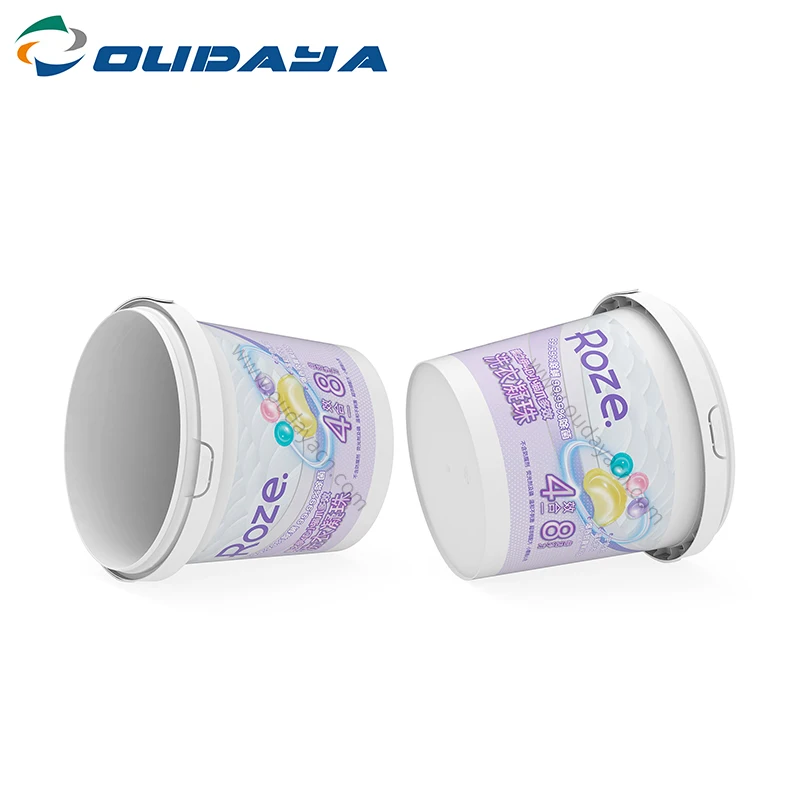 1L plastic Reusable plastic Durable Round Powder Detergent Bucket Washing Powder Container handle lid