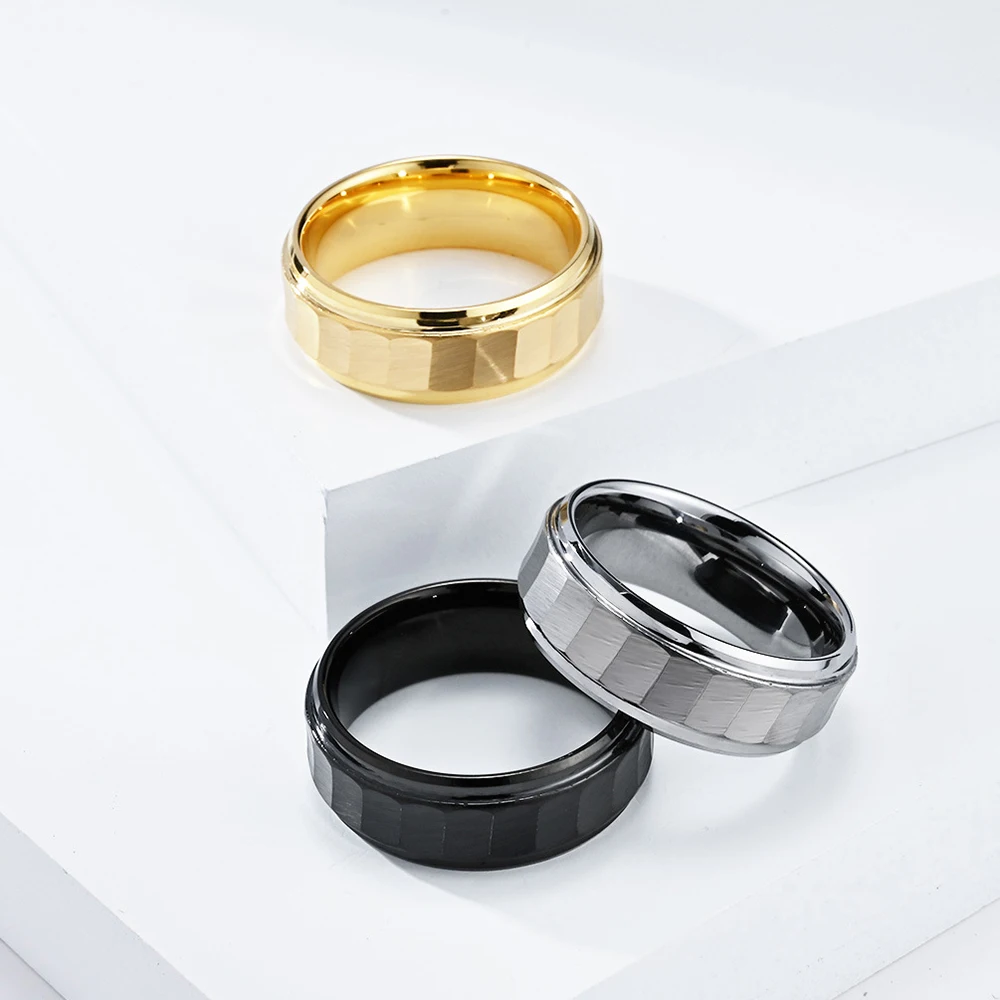 Minimalist Jewelry Luxury 8mm Black Tungsten Ring For Men Never Fade