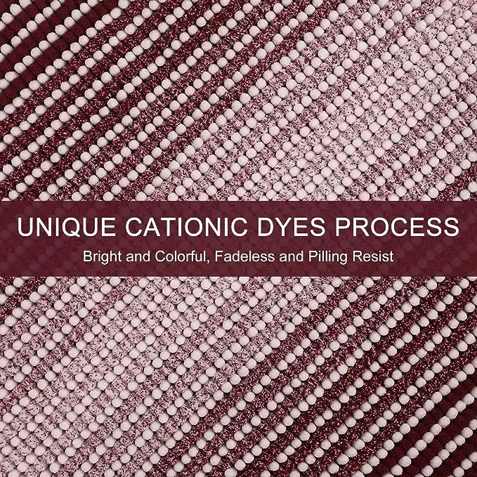 Burgundy Striped Cationic Chenille Bath Mats anti-sliping Mats For Shower Absorbent Sustainable Rugs