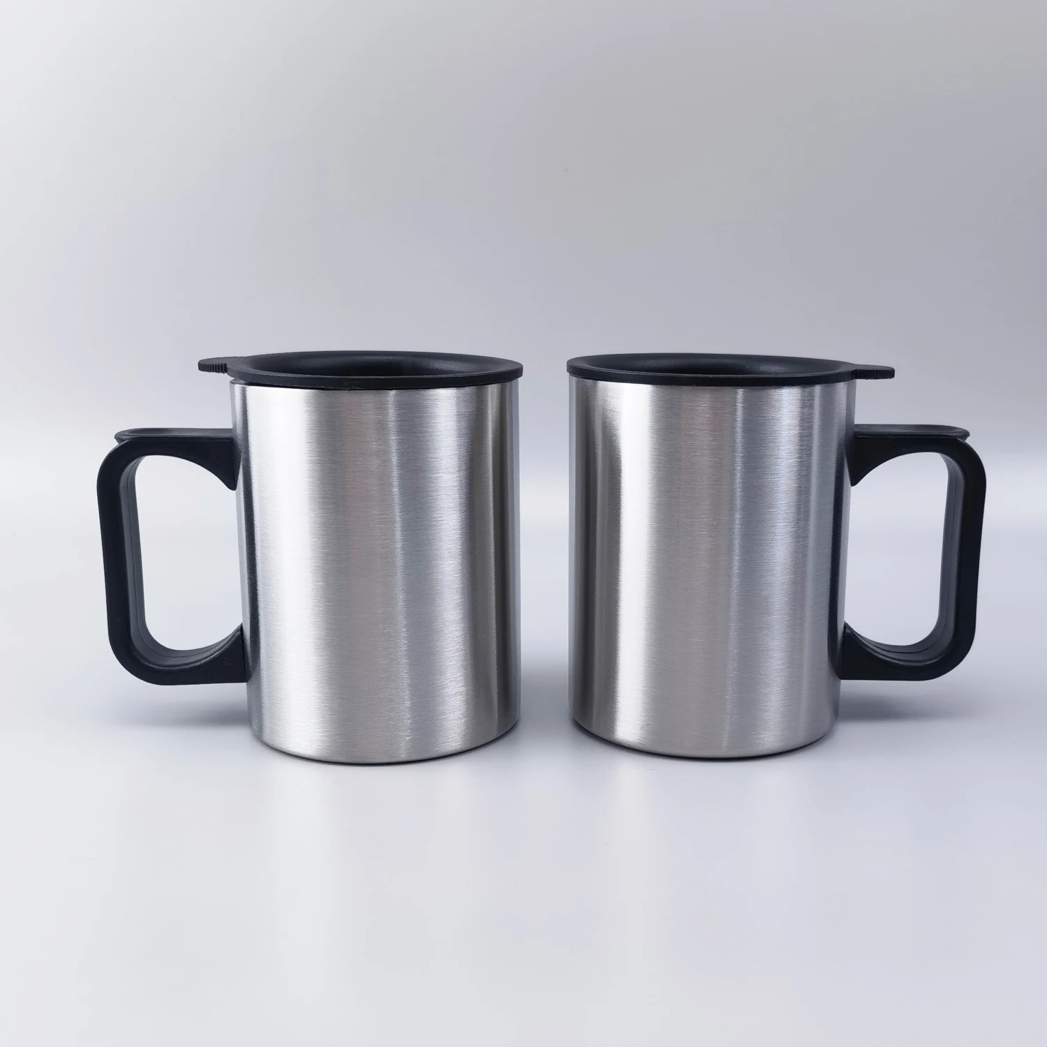 Wholesale OEM 12oz 18/8 Stainless Steel Coffee Mug Camping Cup Drinking Travel Tumbler Cup With Plastic Handle