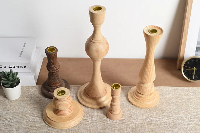 Custom Creative Candle Ornaments Wooden Relief Candlestick Crafts Ornaments Exquisite Solid Wooden Candlestick