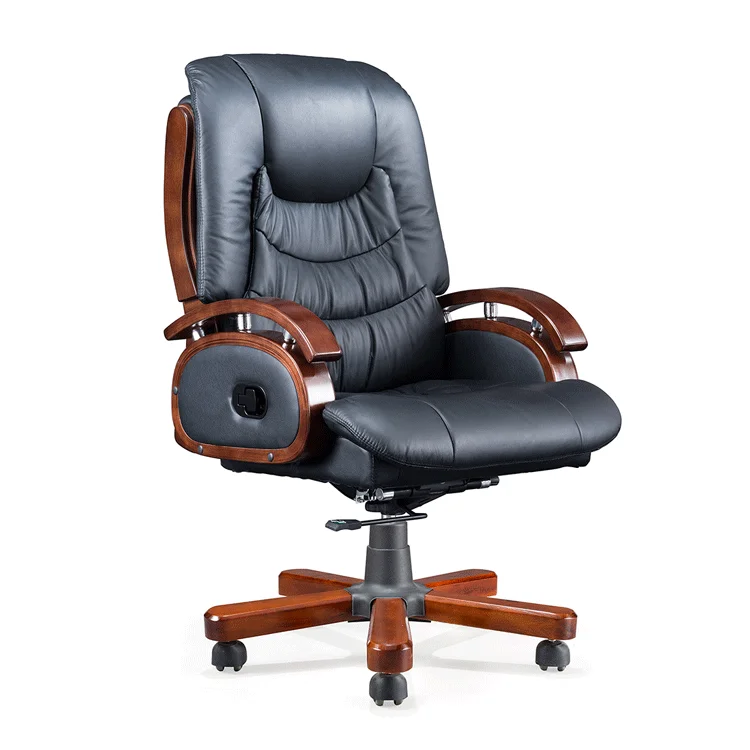 High Quality Traditional Executive Black Real Leather Office Chair
